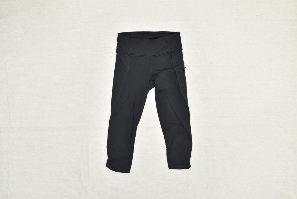 Lululemon Pants Womens 4 Black Inspire Crop II Mesh Yoga Activewear Pocket